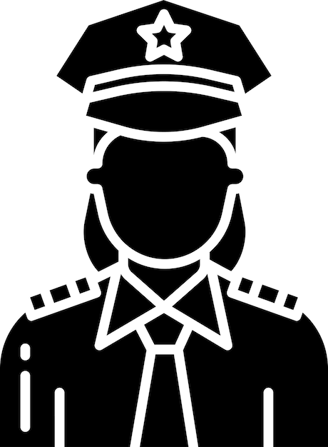Ilustración vectorial de glifo sólido de la mujer policía