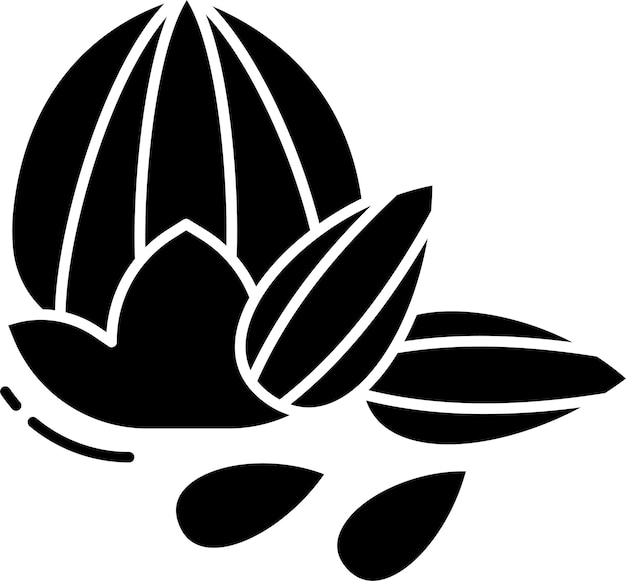 Ilustración vectorial de glifo sólido de nuez de almendra