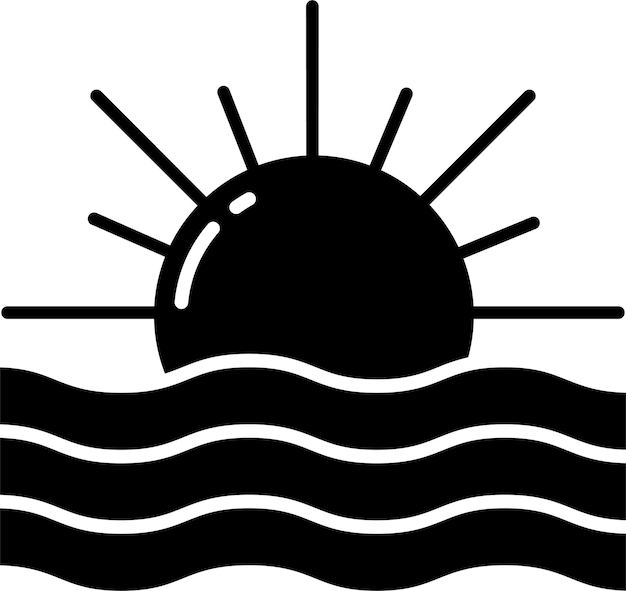 Ilustración vectorial de glifo sólido del sol