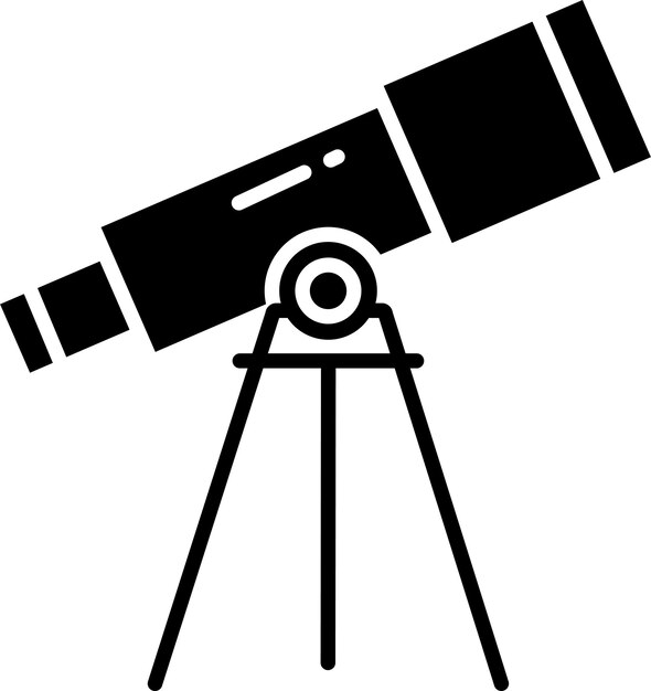 Ilustración vectorial de glifo sólido del telescopio