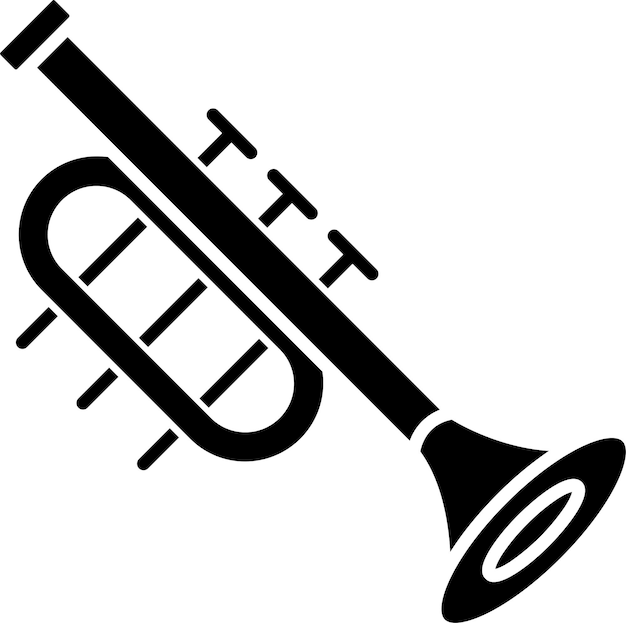 Ilustración vectorial de glifo sólido de la trompeta