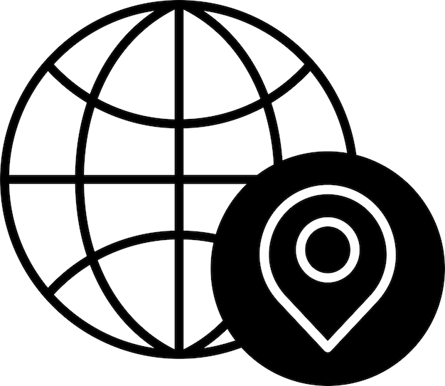 Ilustración vectorial de glifo sólido de la ubicación del globo