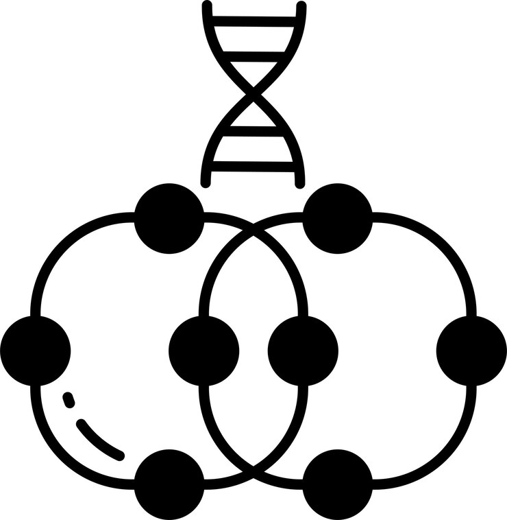Vector ilustración vectorial de glifos sólidos de adn sólido molecular