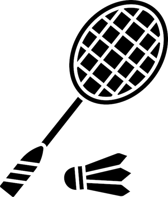 Ilustración vectorial de glifos sólidos de bádminton