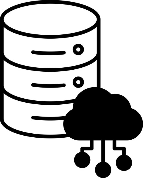 Ilustración vectorial de glifos sólidos de la base de datos de nubes