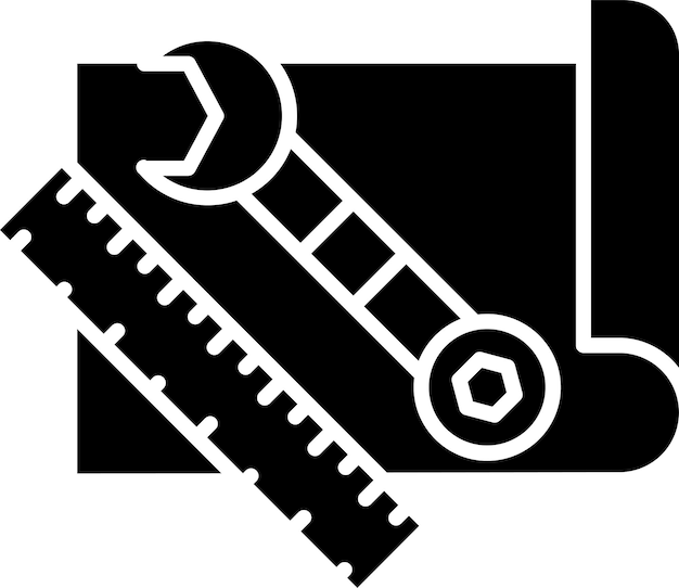 Ilustración vectorial de glifos sólidos de Blueprintsolid