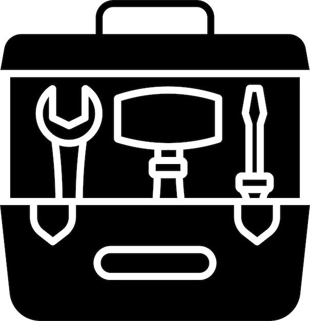 Ilustración vectorial de glifos sólidos de la caja de herramientas