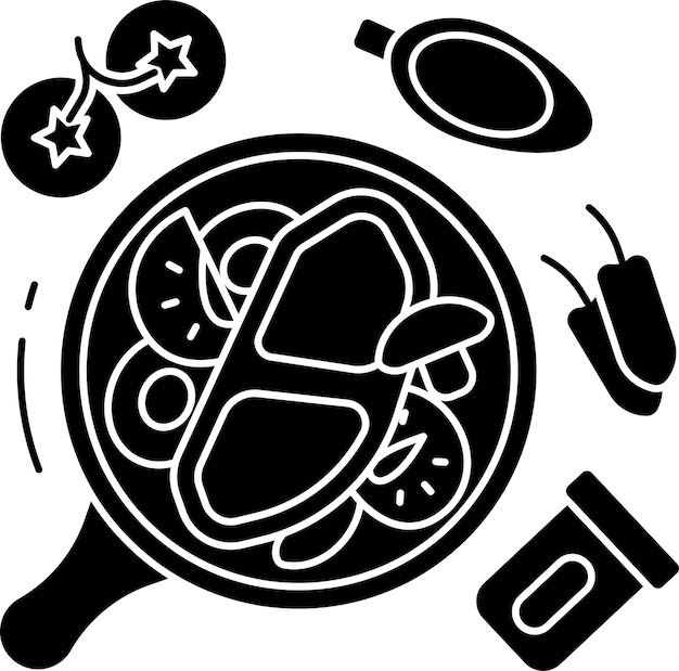 Ilustración vectorial de glifos sólidos de carne de res