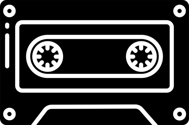 Ilustración vectorial de glifos sólidos en cassette