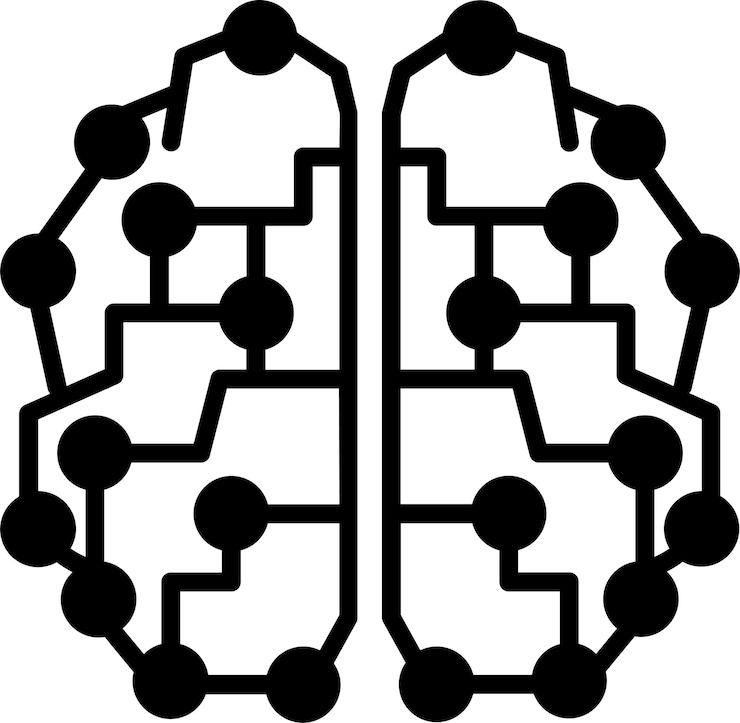 Vector ilustración vectorial de glifos sólidos del cerebro del robot