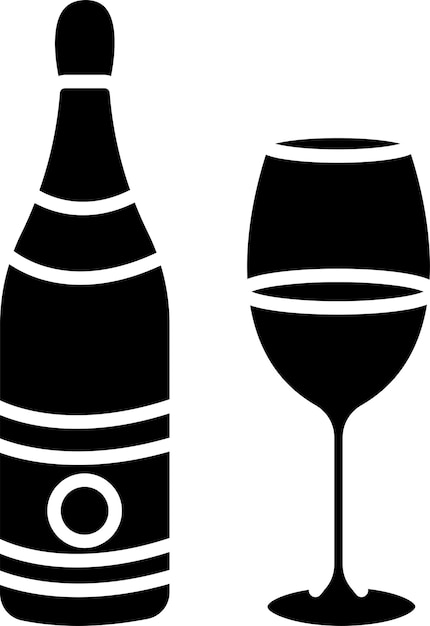 Ilustración vectorial de glifos sólidos de champán