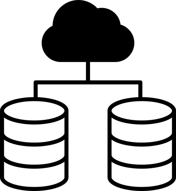Ilustración vectorial de glifos sólidos de computación en nube compartida