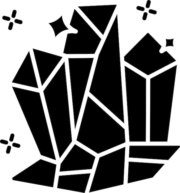 Ilustración vectorial de glifos sólidos de cristales