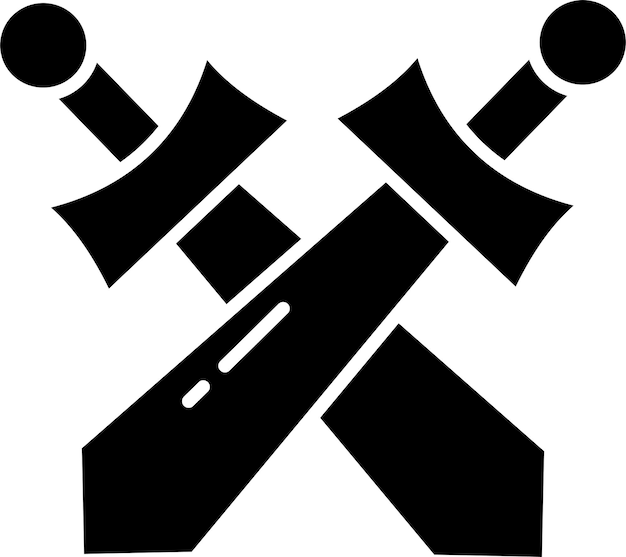 Ilustración vectorial de glifos sólidos cruzados de espadas anchas