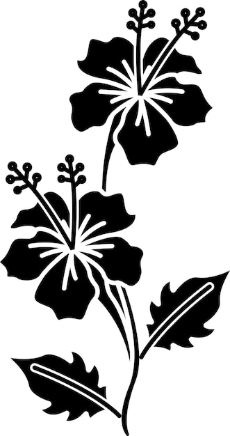 Ilustración vectorial de glifos sólidos de flores de hibisco