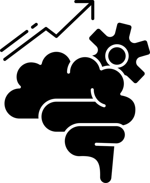 Ilustración vectorial de glifos sólidos de la función cerebral