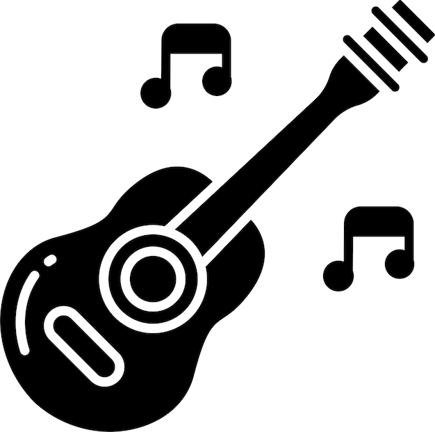 Ilustración vectorial de glifos sólidos de Guitarsolid