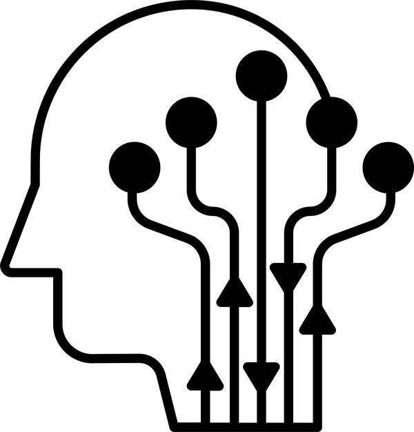 Ilustración vectorial de glifos sólidos humanos de la tecnología
