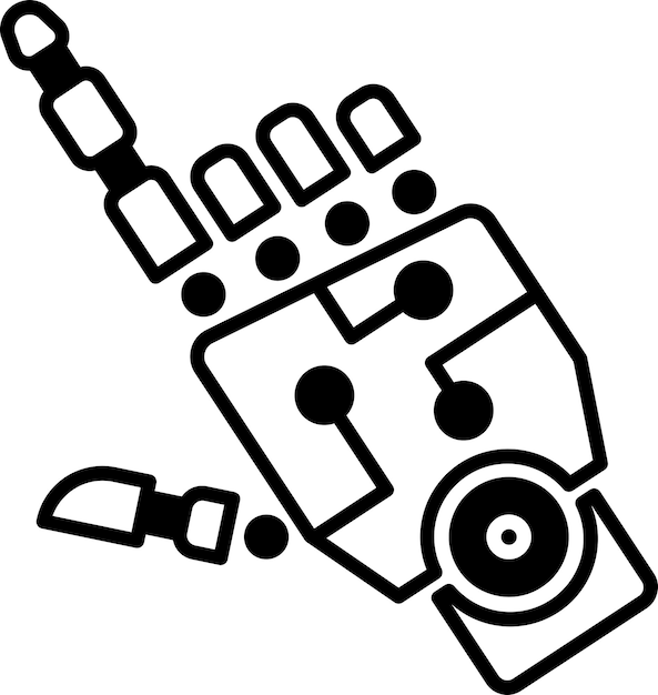 Ilustración vectorial de glifos sólidos de la mano del robot