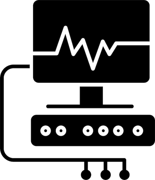 Ilustración vectorial de glifos sólidos de la máquina de ecg