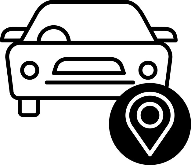 Ilustración vectorial de glifos sólidos para navegar en el coche