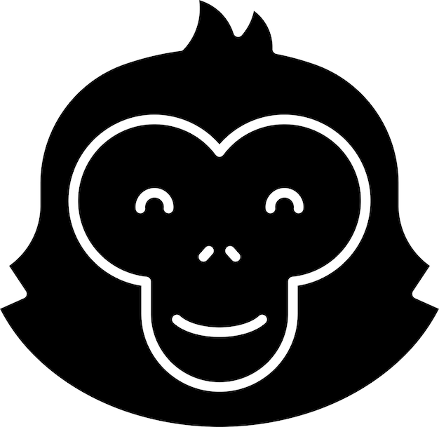 Ilustración vectorial de glifos sólidos de Orang Utan