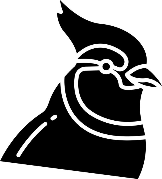 Ilustración vectorial de glifos sólidos del pájaro azul Jay
