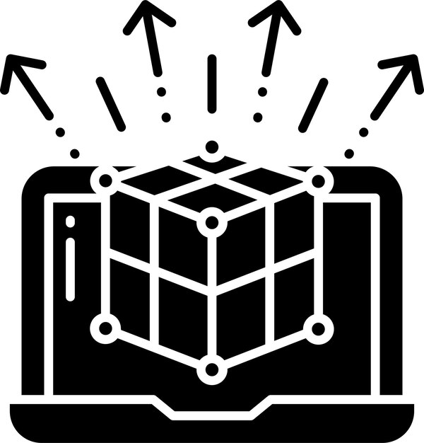 Ilustración vectorial de glifos sólidos para portátiles