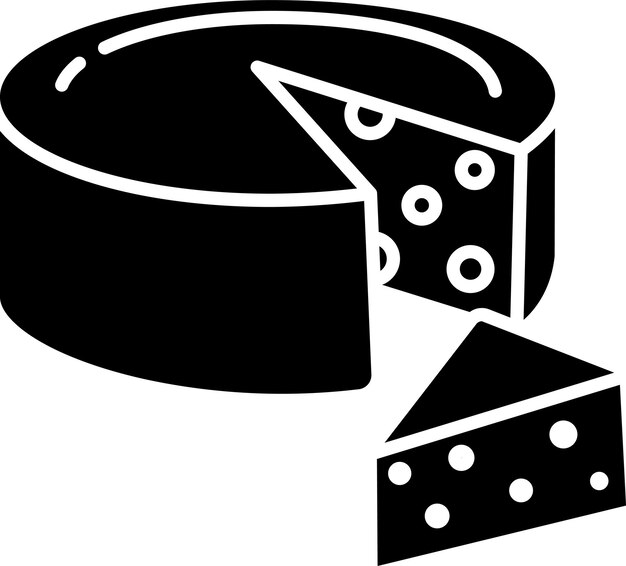 Ilustración vectorial de glifos sólidos de queso
