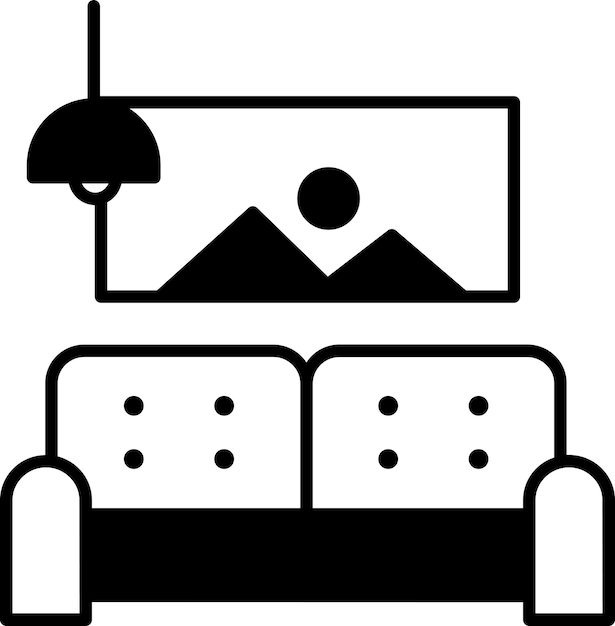 Ilustración vectorial de glifos sólidos en la sala de estar