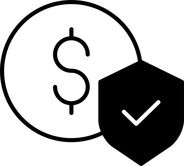 Ilustración vectorial de glifos sólidos de seguridad financiera