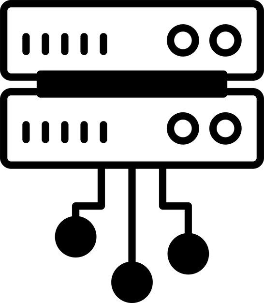 Ilustración vectorial de glifos sólidos de la tecnología del servidor