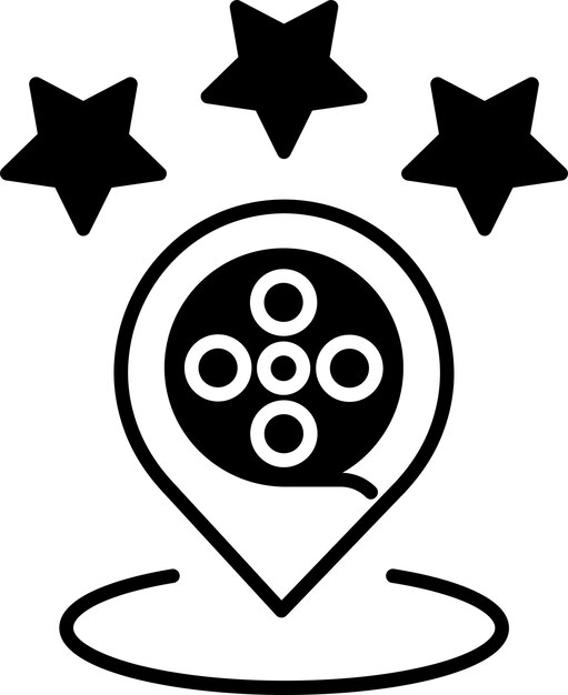 Ilustración vectorial de glifos sólidos de la ubicación de las calificaciones