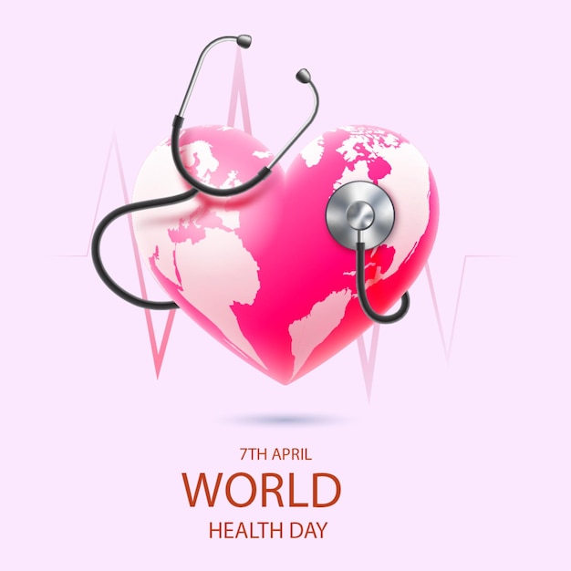 Ilustración vectorial global del Día Mundial de la Salud en las redes sociales