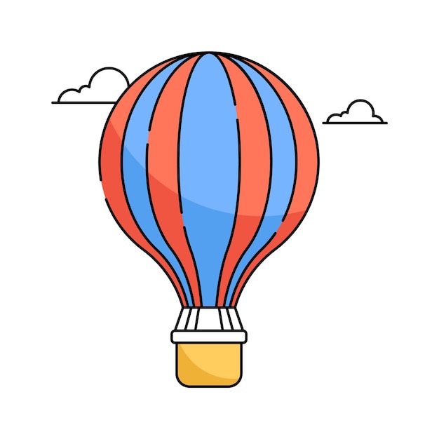 Ilustración vectorial de globo de aire caliente experiencia vistas impresionantes y aventura