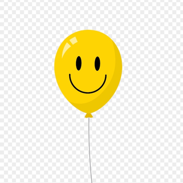 Ilustración vectorial de un globo amarillo feliz sobre un fondo transparente