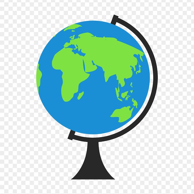 Ilustración vectorial de un globo terrestre sobre un fondo transparente