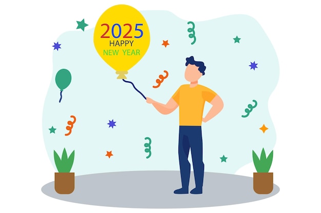 Ilustración vectorial de globos de año nuevo