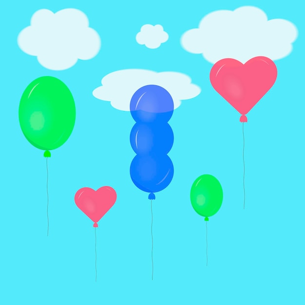 Ilustración vectorial de globos en el cielo