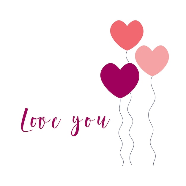 Ilustración vectorial de globos de corazones para el día de San Valentín