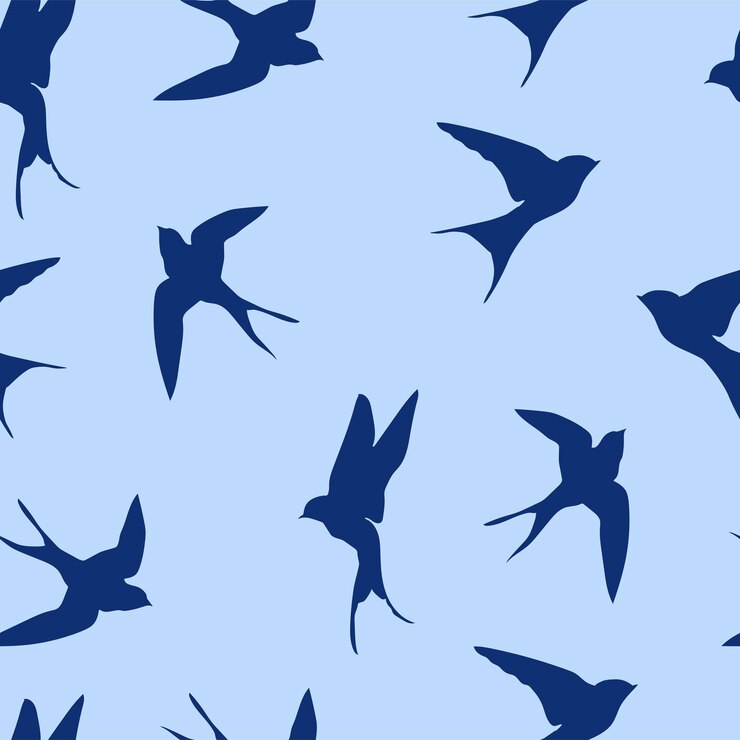 Ilustración vectorial con golondrinas voladoras patrón sin costura con pájaros pájaro Martin