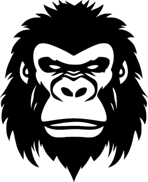 Ilustración vectorial de gorila en blanco y negro