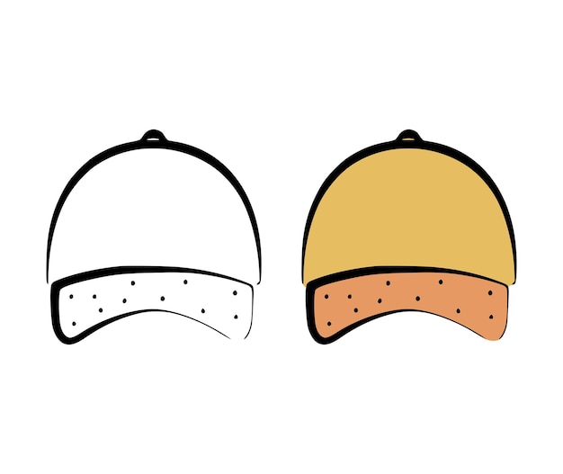 Ilustración vectorial de una gorra de béisbol con un estilo dibujado a mano sobre un fondo blanco