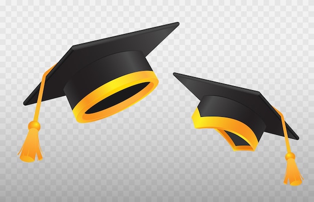 Vector ilustración vectorial gorro de graduación de estudiante con borla dorada y cinta