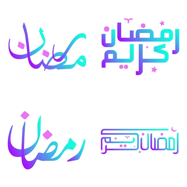 Ilustración vectorial de gradiente ramadan kareem wishes con caligrafía árabe