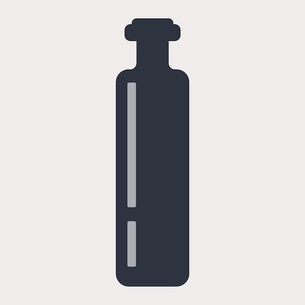 Ilustración vectorial gráfica de una botella azul sobre un fondo beige