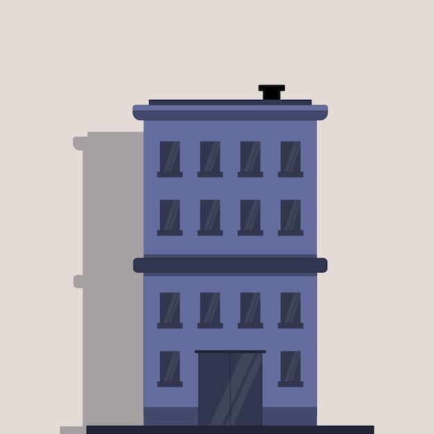 Vector ilustración vectorial gráfica de un edificio de varios pisos en azul sobre un fondo beige