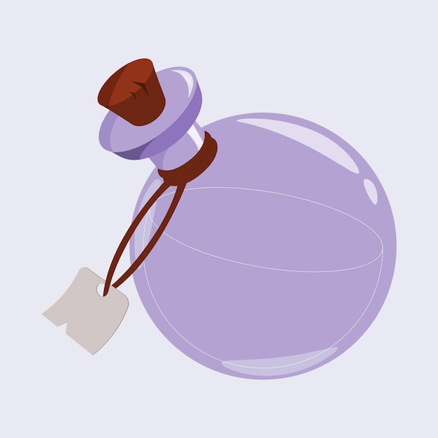 Ilustración vectorial gráfica de un frasco púrpura con una etiqueta