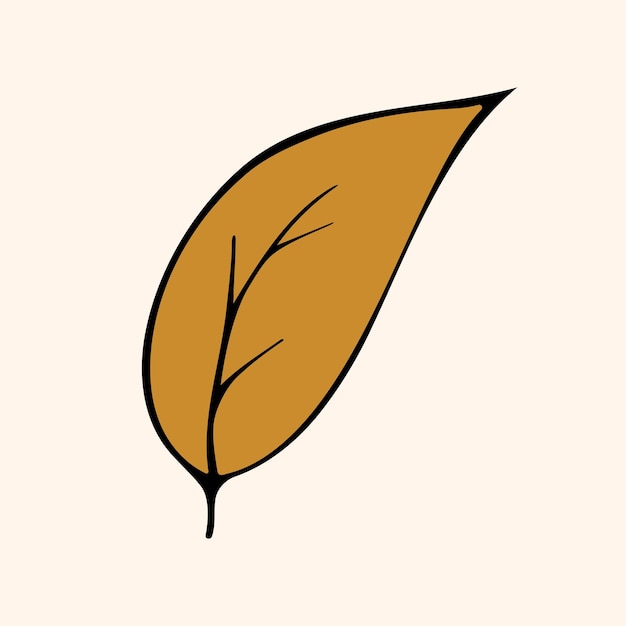 Ilustración vectorial gráfica de una hoja marrón sobre un fondo beige