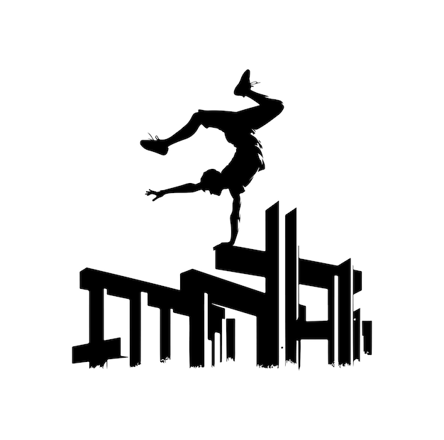 Ilustración vectorial gráfica de la silueta del parkour